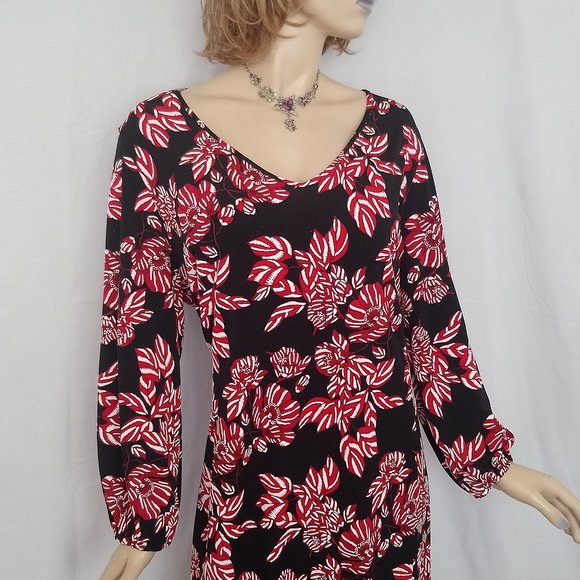 Nwt GLAMOUR 3D Flower Embossed Print Dress Sz 22W - Picture 4 of 9
